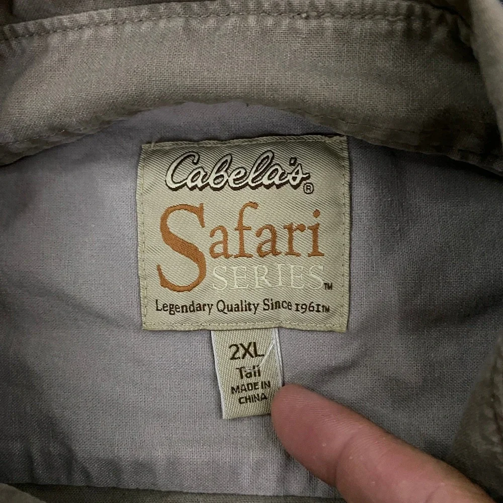 Cabelas Safari Series Jacket Mens 2XLT Tall Khaki Tan Hunting Bush Shirt Shacket